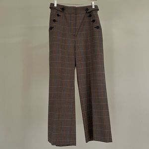 Veronica Beard Wide legged plaid pant size 6